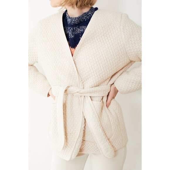 💕MOTHER💕 The Puffer Robe Sweater Jacket Textured Knit Sherpa Warm Bodies NWOT - Picture 7 of 16